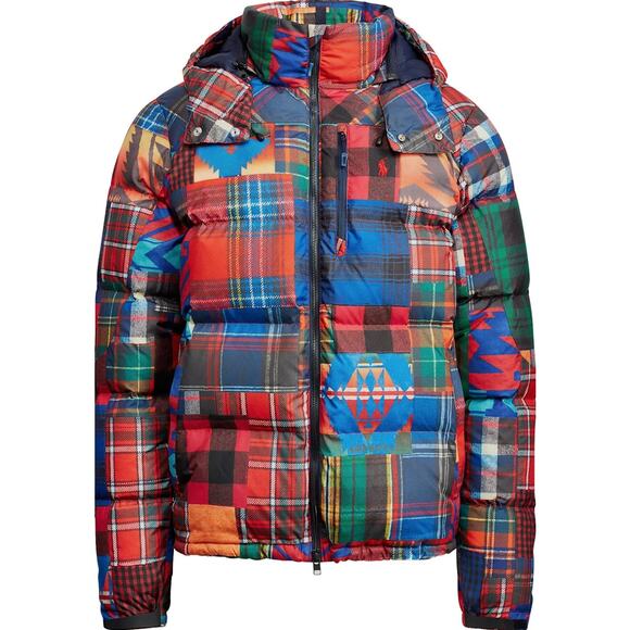 POLO RALPH LAUREN Aztec Patchwork Performance Puffer Duck Down Jacket Sz XL $498 - Picture 2 of 7